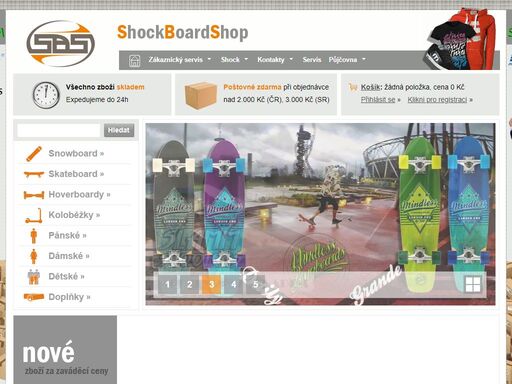 skateshop, snowboard, longboard shop - v našem skateshopu najdete značkové oblečení, skateboardy, snowboardy, longboardy, vázání, boty, helmy, chrániče, ...