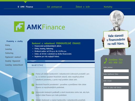 amk finance je česká makléřská společnost specializující se na finanční poradenství a kompletní zpracovávání úvěrových produktů.