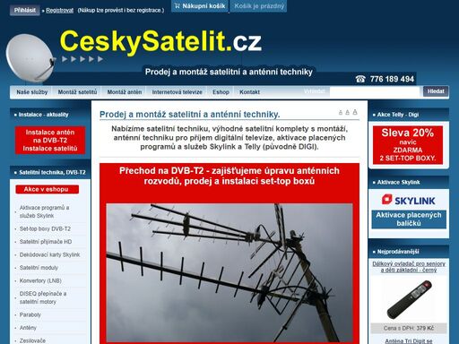 prodej a montáž satelitní a dvb-t2 techniky, nabízíme výhodné satelitní komplety s montáží. aktivujeme placené programy skylink.