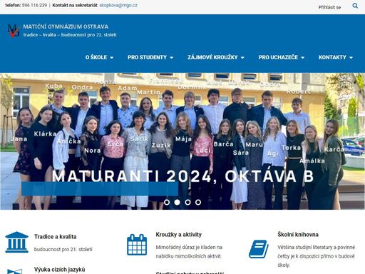 oficiální webové stránky školy matiční gymnázium ostrava
