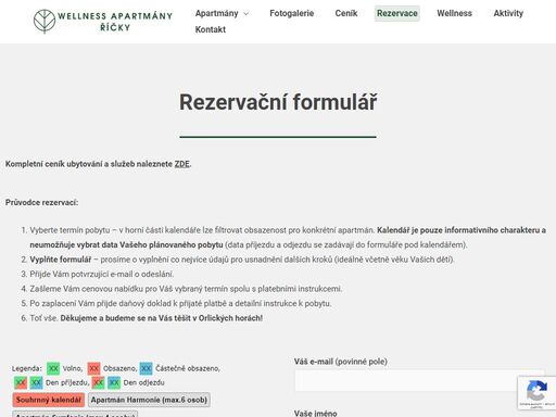 rezervujte si svůj pobyt v našich jednotkách prostřednictvím online formuláře a dopřejte si relaxu v orlických horách!