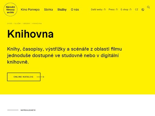 knihy, časopisy, výstřižky a scénáře z oblasti filmu jednoduše dostupné ve studovně nebo v digitální knihovně. největší knihovna zabývající se kinematografií v české republice. 