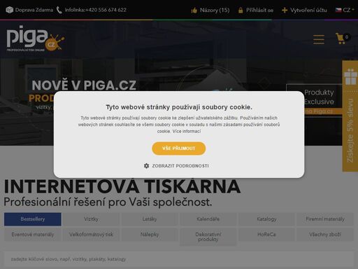 internetová tiskárna piga.cz. maximálně jednoduchý systém objednávek tisku 24/h. široký sortiment. kotrola souborů a odborné poradenství. seznamte se s námi.