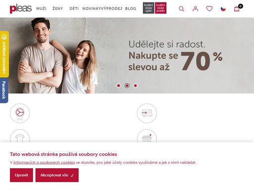 společnost pleas, s.r.o. vyrábí a prodává dámské, pánské a dětské prádlo nejvyšší kvality. tyto tradiční české výrobky si můžete koupit prostřednictvím našeho e-shopu.