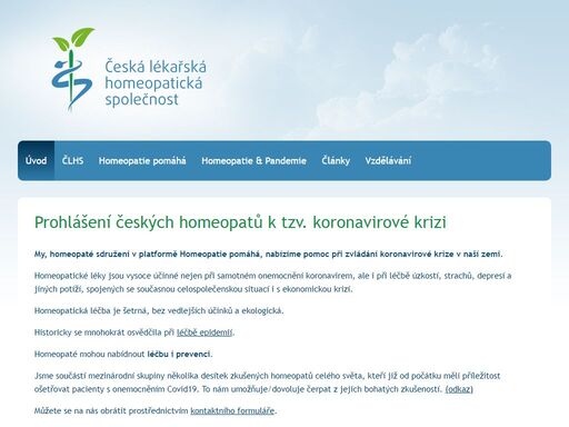 oficiální stránky české lékařské homeopatické společnosti
