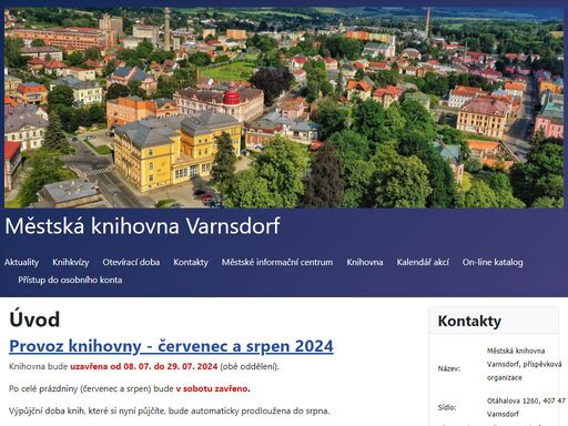 webové stránky městské knihovny varnsdorf