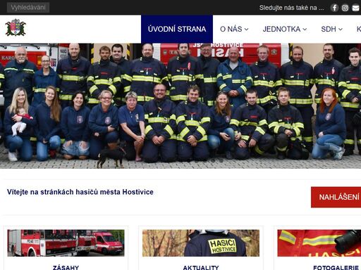 stránky dobrovolných hasičů města hostivice