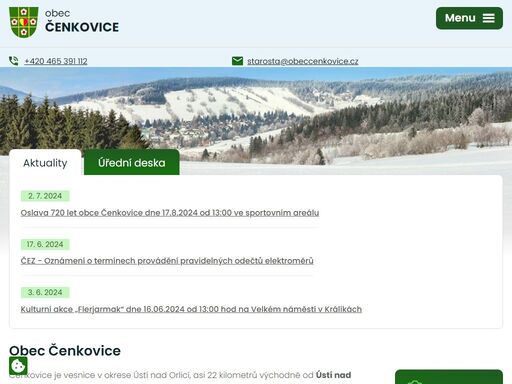 oficiální stránky obce čenkovice