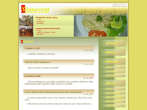 aktuality | slunovrat - prodejna zdravé výživy | slunovrat - vegetariánská restaurace