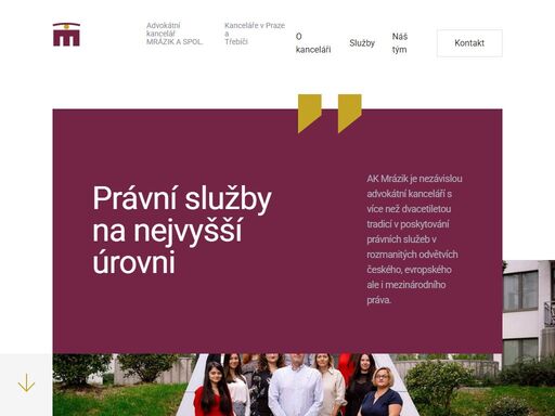advokátní kancelář mrázik a spol. je nezávislou advokátní kanceláří s více než dvacetiletou tradicí v poskytování právních služeb v rozmanitých odvětvích českého, evropského ale i mezinárodního práva nacházející se v centru historického města třebíč. s ohledem na potřeby klientů má pobočku v praze, která jí umožňuje být klientům blíže.