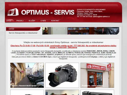 opravy servis digitálních i analogových fotoaparátů a videokamer, objektivů, fotoservis, průkazové fotografie, bazar