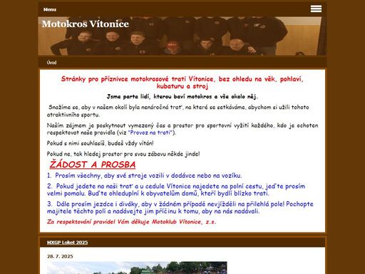 stránky pro příznivce motokrosové trati vítonice bez ohledu na věk, pohlaví, kubaturu a stroj