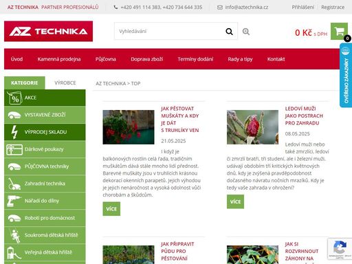 zahradní technika, vybavení do dílny nebo robotické pomocníky pro zahradu i domácnost. dětské hřiště. odborné poradenství a servis. vše na az technika.