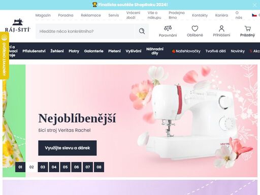 specializovaný obchod ráj šití - široká nabídka šicích strojů, příslušenství, žehlící techniky a galanterie.