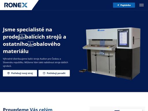 jsme specialisté na prodej?balících strojů a ostatního?obalového materiálu. výhradně distribuujeme balící stroje audion pro českou a slovensku republiku.