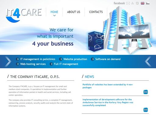 společnost it4care, o.p.s. se zaměřuje na oblast správy it, se specializací na realizaci a provozování informačních portálů.