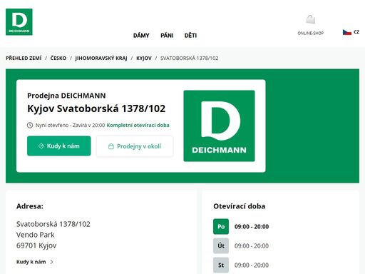 váš prodejnu deichmann svatoborská 1378/102 ve kyjov ? otevřít pracovní dobu a ? telefonní číslo ? zobrazit nyní.