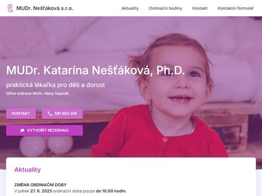 mudr. katarína nešťáková, ph.d. - praktická lékařka pro děti a dorost