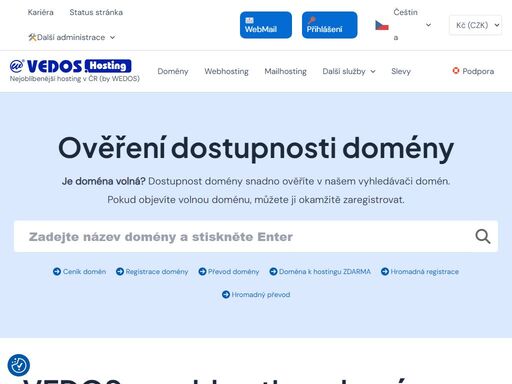 wedos / vedos hosting. nejlevnější domény na trhu, nejlepší hosting. přechod k vedos se vyplatí! momentálně spravujeme služby pro více než 300tis. zákazníků.