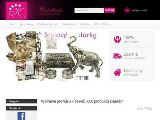 bižuterie, dárky, doplňky, náhrdelník, náramek, prsten, náušnice, šperkovnice, souprava, ocel, šátek, brož