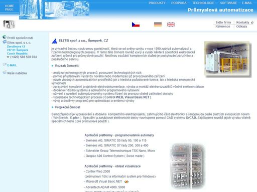eltes spol. s r.o šumperk je firmou zabývající se kompletní dodávkou automatizovaných systémů řízení , řídícího software, návrhem a výrobou průmyslové elektroniky a výrobou speciálních strojů.