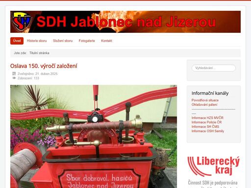 sbor dobrovolných hasičů z jablonce nad jizerou. historie hasičského sboru, zásahová jednotka, mladí hasiči - toto vše naleznete na těchto stránkách. také nesmí chybět videogalerie a fotogalerie.