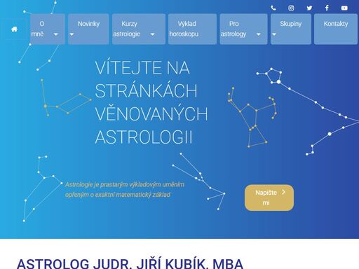 přední český odborník astrologie judr. jiří kubík, mba. vysvětluje na základě dlouholetých studií všechna tajemství astrologie a zároveň ji vyučuje v kurzech.