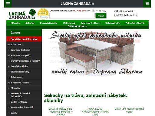 největší internetový prodejce zahradní techniky a zahradního nábytku předních značek.