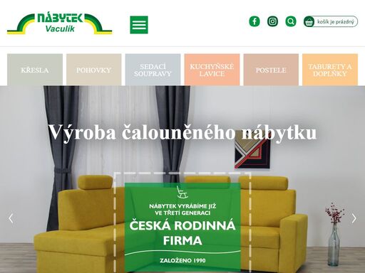 nábytek vaculík - sedací soupravy, pohovky, křesla, kuchyňské lavice, válendy, dvojlůžka, rokládací válendy, pohovky, křesla, taburety, noční stolky