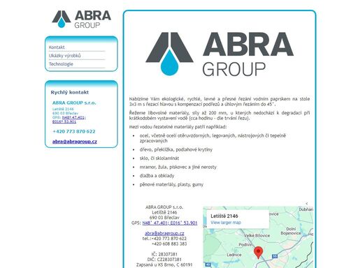 abra, abra group, vodní paprsek, dělení, řezání, řezání vodou kontakt | abra group - dělení vodním paprskem