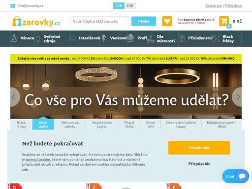 online prodej osvětlení, žárovek, výbojek, autožárovek, svítidel, led žárovek a dalších světelných zdrojů.