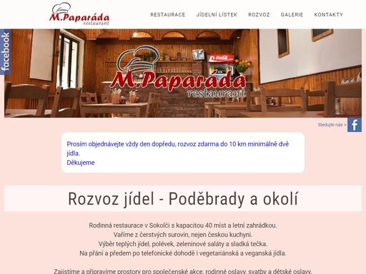 restaurace sokoleč - rozvoz jídel poděbrady a okolí