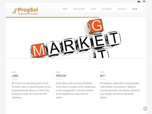 p r o g s o l - váš partner pro programmatic - multiplatformnost, dynamický retargeting, speciální kampaně, výroba bannerů, analytika a optimalizace