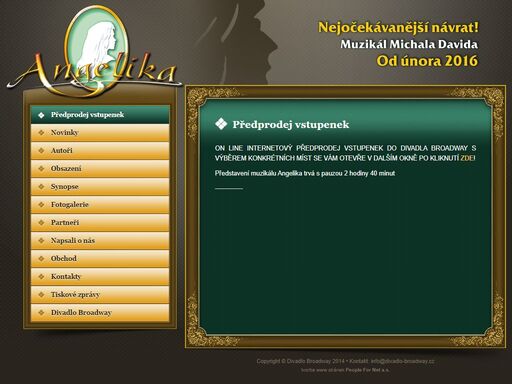 p?edprodej vstupenek; muzik?l angelika