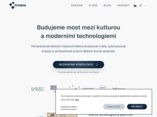 budujeme most mezi kulturou a špičkovými technologiemi. pomáháme paměťovým institucím efektivně pracovat s daty, automatizovat procesy a zpřístupňovat kulturní dědictví široké veřejnosti.