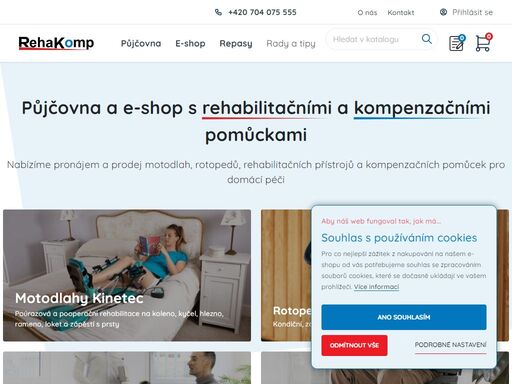 jsme půjčovna a e-shop s rehabilitačními a kompenzačními pomůckami. nabízíme motodlahy, rotopedy, rehabilitační přístroje, chodítka, invalidní vozíky, polohovací lůžka