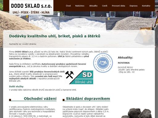 palivo, uhlí, brikety, doprava, dodo sklad,  chomutov dodo sklad s.r.o. - málkov; okres chomutov - prodej uhlí, briket a koksu