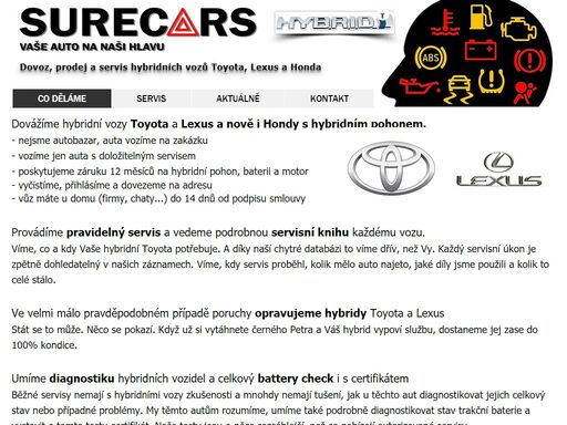 surecars - vaše auto na naši hlavu, provedeme servis, nabídneme pneuservis a případný prodej či nákup vozidla