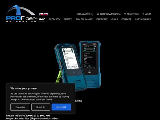 společnost profiber networking - akreditované kalibrace, servis a technická podpora v oblasti vláknové optiky, monitorovacích systémů a komunikačních technologií. exfo, furukawa, otdr, albedo, cubro.
