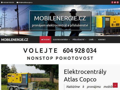 pronájem elektrocentrál, pronájem příslušenství, liberec, jablonec nad nisou, turnov mladá boleslav, česká lípa