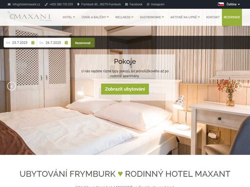 wellness hotel maxant ve frymburku - ubytování, lipno na dosah, relax i dobré jídlo. nechte se u nás rozmazlovat a užijte si ničím nerušenou dovolenou.