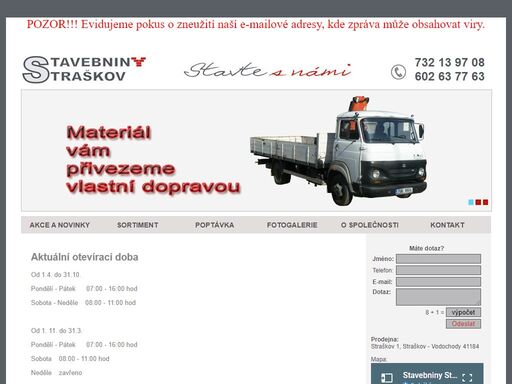 stavebniny straškov - stránky obchodu