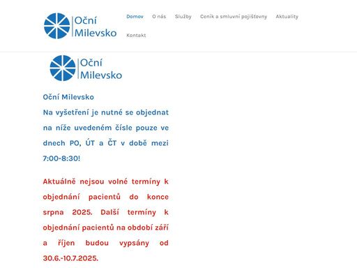 ordinaci oční milevsko vede profesionální lékařka mudr. barbora duspivová a nachází se na jeřábkova 158, 399 01 milevsko. kontakt 382 503 229.