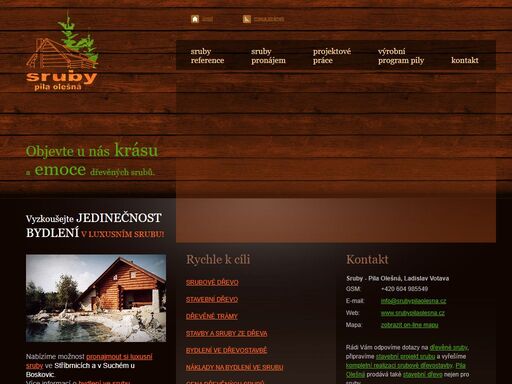 sruby pila olešná se zabývá projektací, stavbou a pronájmem stylových dřevěných srubů. vyzkoušejte jedinečnost bydlení v luxusním srubu!