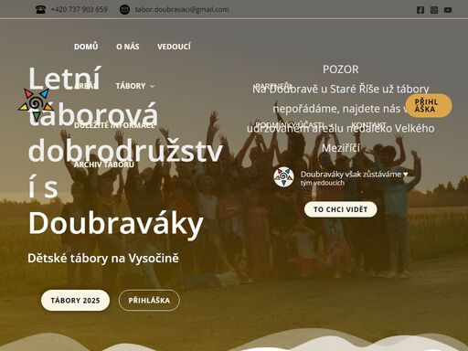 letní dětký tábor doubraváci (dříve ldt doubrava) - tábory na vysočině. v roce 2025 ve třech temínech celotáborové hry survivor nebo harry potter! přidejte se k nám