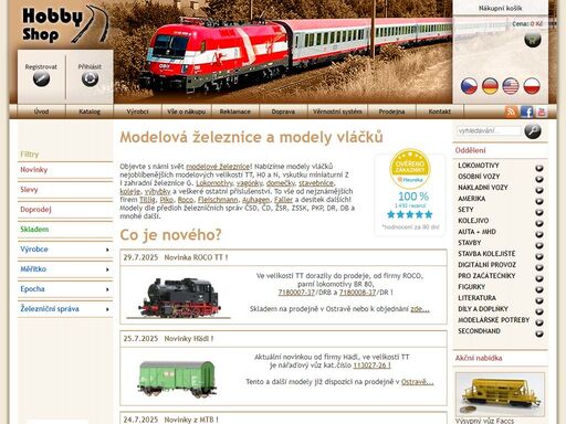 prodej modelů vláčků, mašinek a modelové železnice. máme modely v rozměrech tt, h0, g a další. mámemašinky a vláčky firem roco, piko, tillig a dalších.