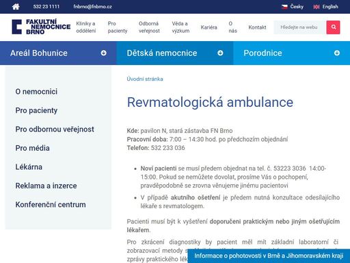kde: pavilon n, stará zástavba fn brno 
pracovní doba: 7:00 – 14:30 hod. po předchozím objednání  
telefon: 532 233 036 
  


	noví pacienti se musí předem objednat na tel. č. 53223 3036  14:00-15:00. pokud se nemůžete dovolat, prosíme vás o pochopení, pravděpodobně se zrovna věnujeme jinému p