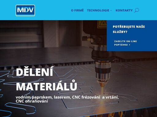 dělení materiálů vodním paprskem, laserem, cnc frézování a vrtání