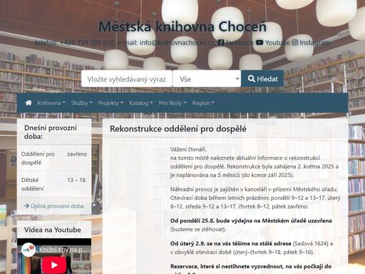 www.knihovnachocen.cz