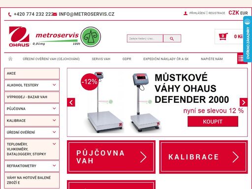 prodej, půjčovna, kalibrace, cejchování a servis vah. nabízíme průmyslové, obchodní, lékařské a laboratorní váhy značek ohaus, mettler toledo, cas a další.